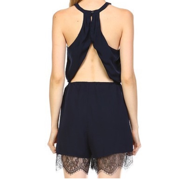19 Cooper Navy blue Romper racerback lace BNWT - Picture 2 of 4